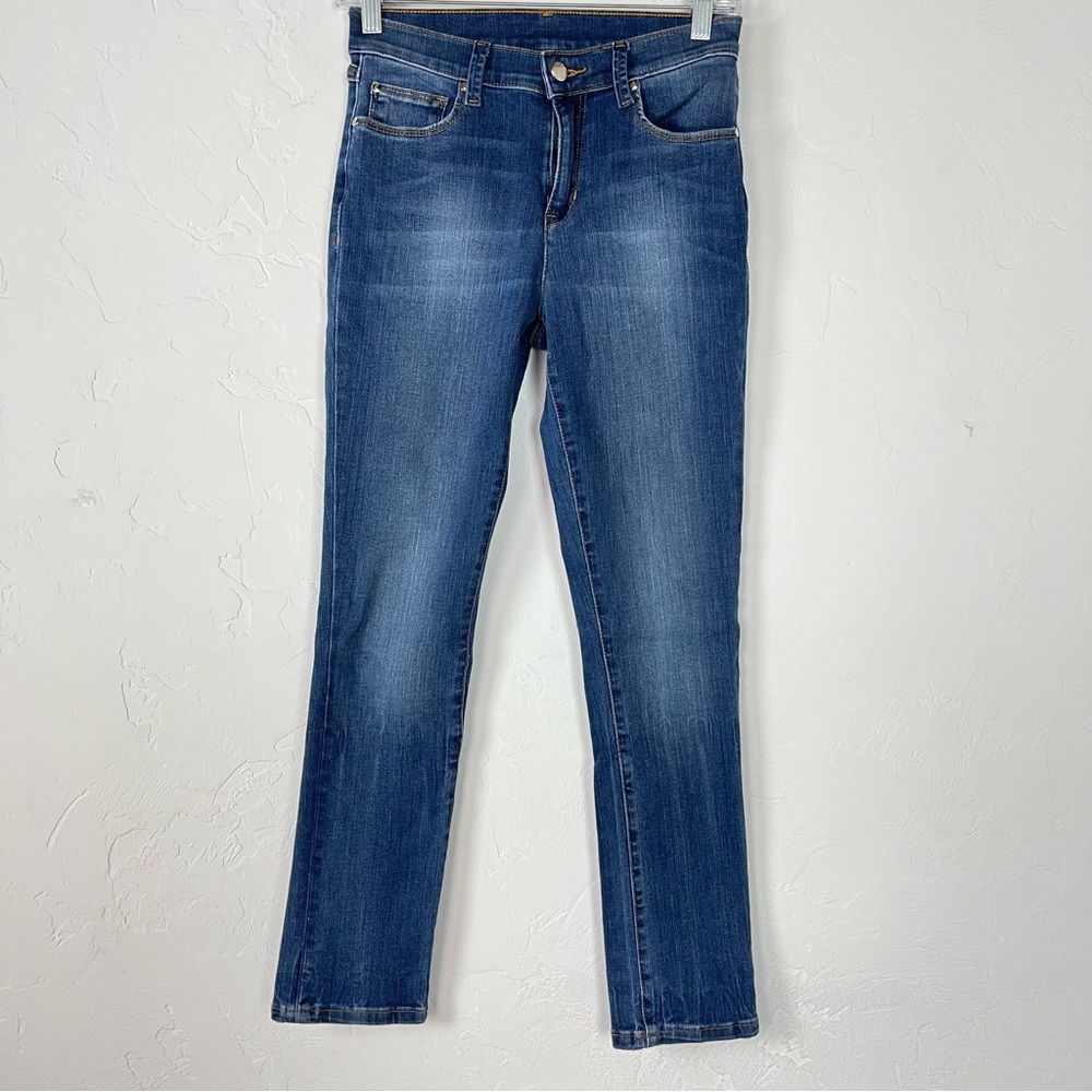 Lole Jeans Denim Medium Wash Blue Solid Skinny Ankle‎ Fitted Shaping Cotton